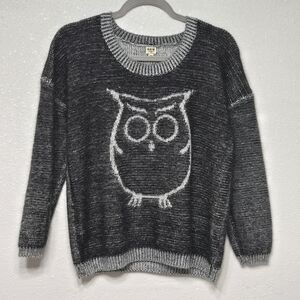 UNIQ Juniors Long Sleeve Owl Sweater Black / White Size Small